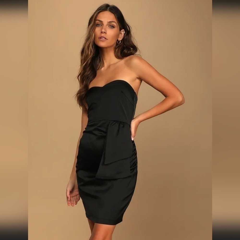 VERA MODA Satin Strapless Cocktail Dress
